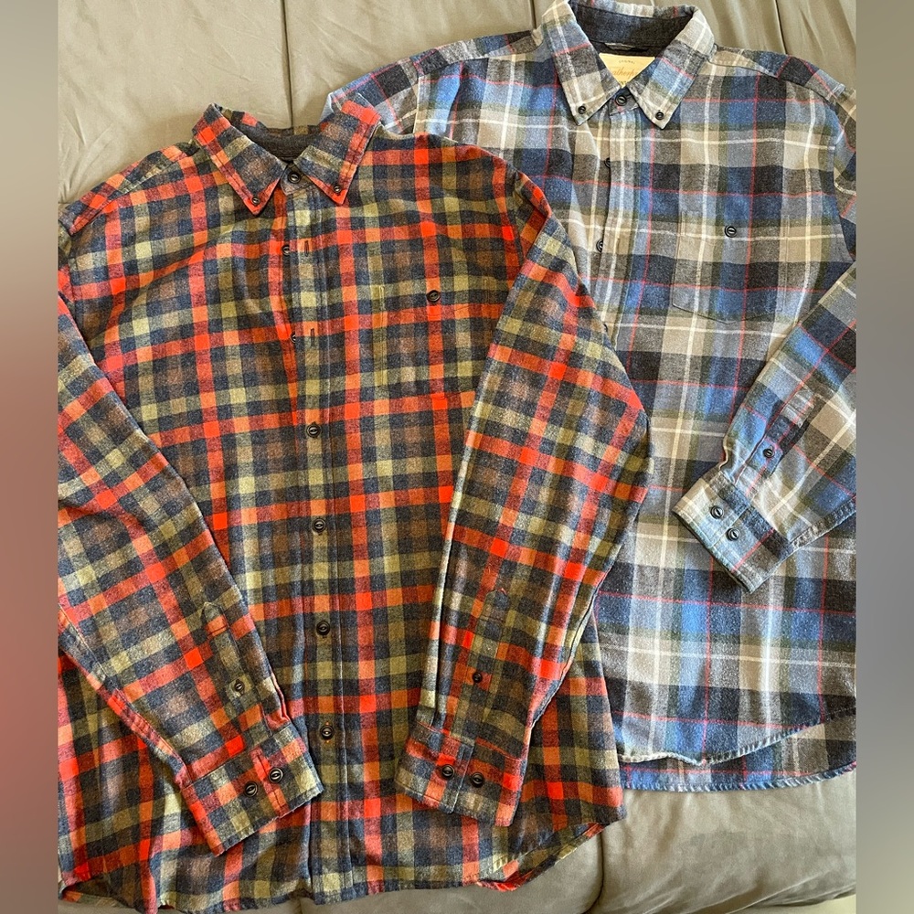 Weatherproof Vintage Men's Plaid Flannel Shirt Set - Red and Blue Large
